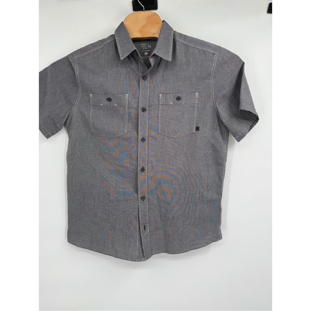 Mountain Hardwear Men's Huxley Short Sleeve Cotton Button Up Gray Shirt Size‎ M